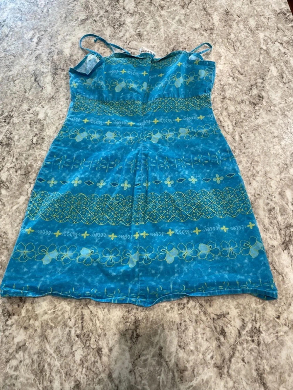 Y2K Blue Printed Spaghetti Strap Sundress Kids size large